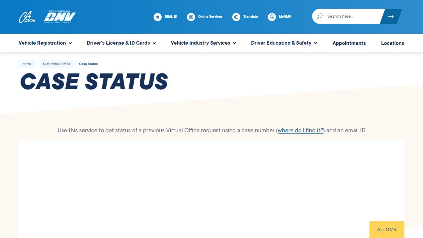 Case Status - California DMV